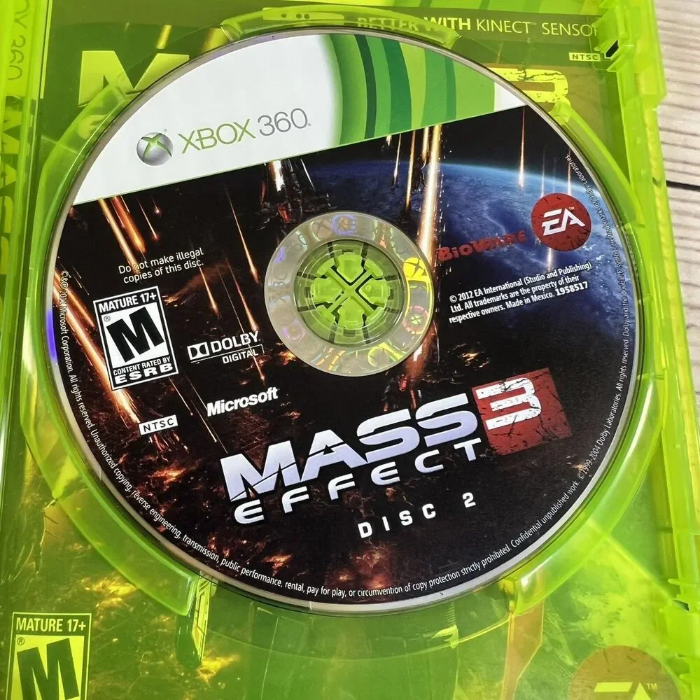 Mass Effect 3 (Xbox 360 Kinect, 2012) - 2 Disc CIB Complete Game -Tested/Working